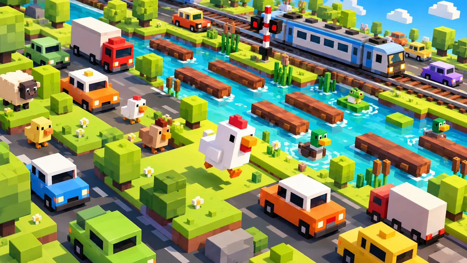 Crossy Road game-inspired editorial illustration